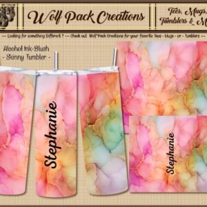 Personalizable Beautiful Pink Blush Skinny Tumbler