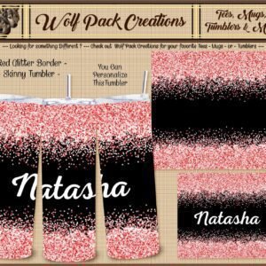 Personalizable Beautiful Red Glitter Skinny Tumbler