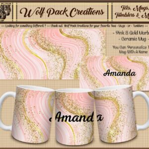 Personalizable Beautiful Pink and Gold Marble Ceramic Mug