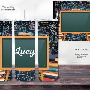 Personalizable Skinny Tumbler: Back to School