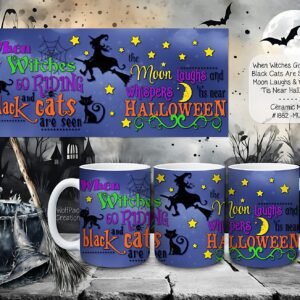 Enchant Your Mornings with Our Witch and Black Cats Ceramic Coffee Mugs