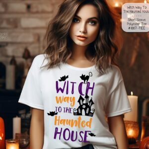 Stylish Unisex Polyester Short Sleeve Witch Way Shirt