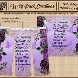 Beautiful Skinny Tumbler with Purple Butterflies