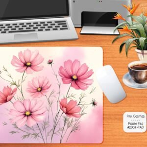 Pink Cosmos Flowers Mouse Pad