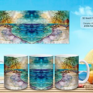 Beautiful 3D Beach Path Design on a Ceramic Mug