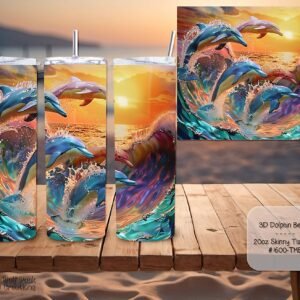 Beautiful 3D Dolphin Beach Design on a Tumbler