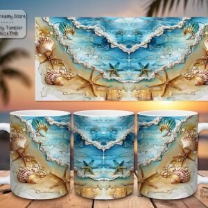 Beautiful 3D Dreamy Shore Design on a Ceramic Mug