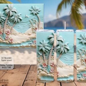 Beautiful 3D Hawaii Pastel Island Design on a Tumbler