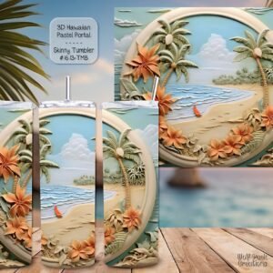 Beautiful 3D Hawaii Round Design on a Tumbler