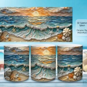 Beautiful 3D Summer Splash Design on a Ceramic Mug