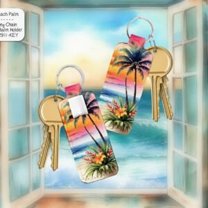 Beautiful Tropical themed Palm Tree Lip Balm Keychain