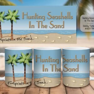 Beautiful Footprints in the Sand Design on a Ceramic Mug