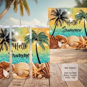 Beautiful Skinny Tumbler: Hello Summer