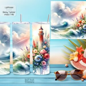 Beautiful Lighthouse Design on Skinny Tumbler