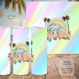 Sip in Style with the Beautiful Rainbow Beach Bum Skinny Tumbler