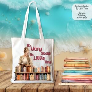 Stylish White Polyester Tote Bag: So Many Books, So Little Time