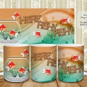Elegant Fish-Themed Ceramic Coffee Mugs