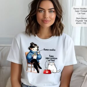 Beautiful Short Sleeve Shirt featuring Ramen Noodles vs. Premium Cat Food