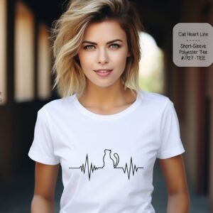 Cute Short Sleeve Shirt: Cat Heart Rhythm