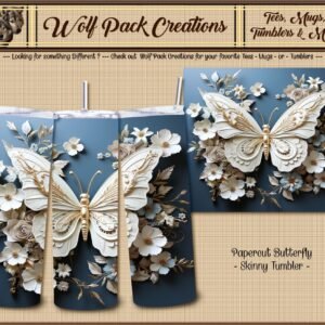 Beautiful Papercut Butterfly Skinny Tumbler