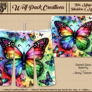 Beautiful Stained Glass Butterflies Skinny Tumbler