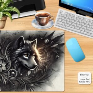 Black Wolf Mouse Pad