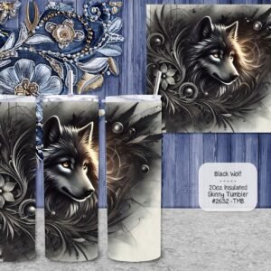 Stainless Insulated Tumbler: Beautiful Black Wolf