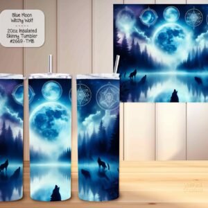 Stainless Steel Insulated Tumbler: Blue Moon Wolf