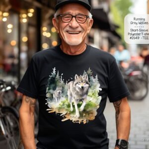 Unisex Polyester Short Sleeve Shirt: Beautiful Running Gray Wolves