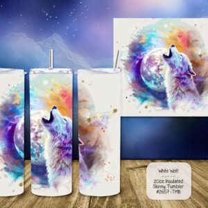 Stainless Steel Insulated Tumbler: Beautiful White Wolf