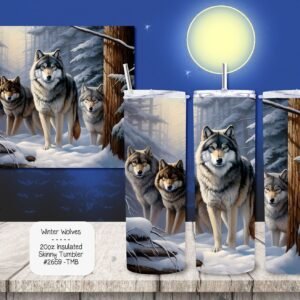 Stainless Steel Insulated Tumbler: Beautiful Winter Wolves
