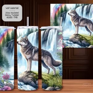 Stainless Steel Insulated Tumbler: Beautiful Waterfall Wolf