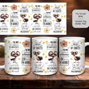 Stylish Ceramic Coffee Mugs with some Bird Humor