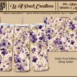 Pretty Purple Violets Floral Skinny Tumbler