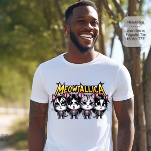 Adorable Short Sleeve Shirt for Cat Lovers: Meowtallica