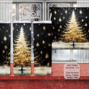 Charming Gold Tree Inspired Stainless Steel Skinny Tumbler - Perfect for Christmas