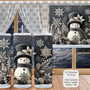 Stay Hydrated with Our Stainless Steel Skinny Tumbler - 20 Ounce Insulated Snowman