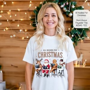 Beautiful Short Sleeve Shirt featuring Singing Characters at Christmas spreading Joy