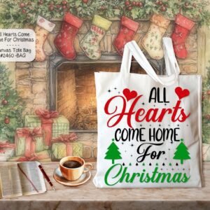 Beautiful White Polyester Tote Bag: All Hearts Come Home for Christmas