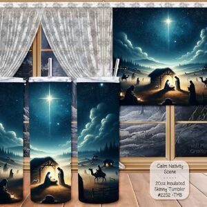 Stainless Steel Skinny Tumbler: A Perfect 20 Ounce Insulated Companion: Nativity Scene