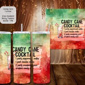 Stylish Holiday Stainless Steel Tumbler for Your Candy Cane Cocktails