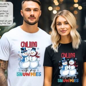 Beautiful Short Sleeve Shirt: Chilling with My Snowmies