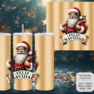 Stylish Holiday Stainless Steel Tumbler: Santa Feliz Navidad