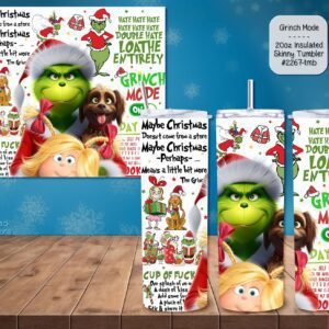 Humorous Holiday Stainless Steel Tumbler: Grinch Mode