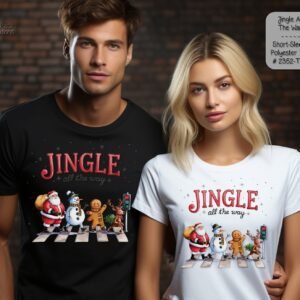 Stylish and Festive Short Sleeve Shirt: Jingle All The Way