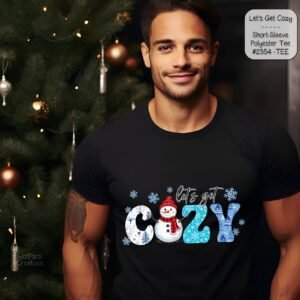 Stylish and Festive Short Sleeve Shirt: Let's Get Cozy