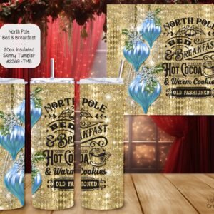 Beautiful Holiday Stainless Steel Tumbler: North Pole B&B