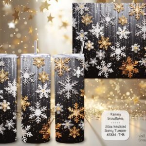 Beautiful Holiday Stainless Steel Tumbler: It's Raining Snowflakes