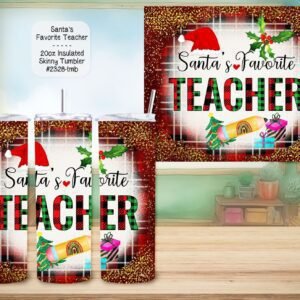 Beautiful Holiday Stainless Steel Tumbler: Santa's Favorite Teacher