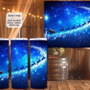 Beautiful Holiday Stainless Steel Tumbler: Santa's Sleigh